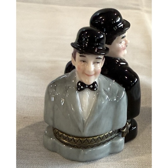 Laurel & Hardy Porcelain‎ Trinket Box W/ Hat And Marbles 1999 - Picture 3 of 8